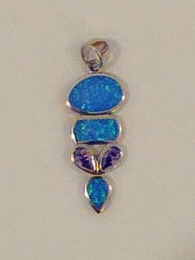 Amethyst & Blue Fire Opal Sterling Pendant